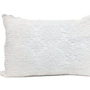 Hand Embroidered Cotton 20"x30 Sham Size White Pillow Cover